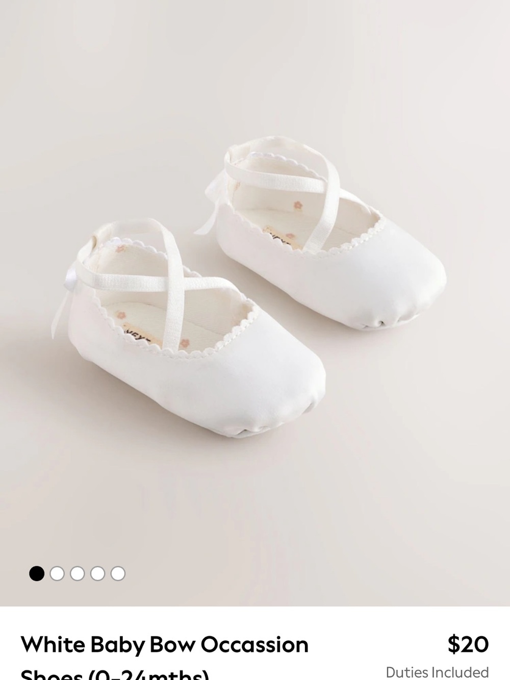 next White Baby Crisscross Bow Mary Jane Shoes